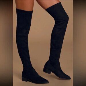 Steve Madden Jody Black Faux Suede Over The Knee Riding Boots